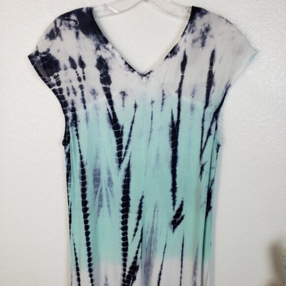 XCVI Mindset Maxi Dress Ombre Tie Dye Print Lagenlook size M Relaxed Resort Boho - Picture 9 of 11